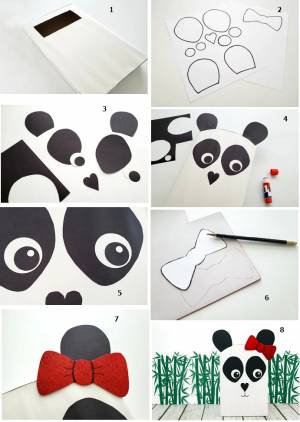 Трафареты и шаблоны панды для вырезания из бумаги