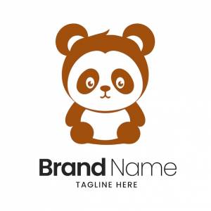 Шаблон логотипа панды милый векторный значок панды