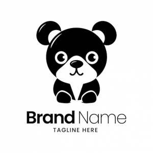 Шаблон логотипа панды милый векторный значок панды