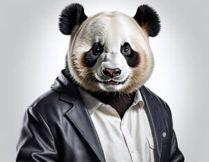 Милая панда в человеческой одежде антропоморфная иллюстрация животных