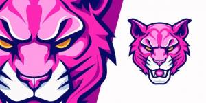 Розовый векторный логотип panther inspiring sport amp esport team талисман дизайн для значков эмблемы