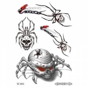 Передача смешной боди-арт паук Хэллоуин татуировки временные татуировки наклейки Хэллоуин поддельные татуировки