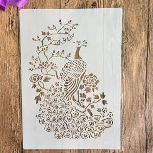 Трафареты для рисования стен, , 29 х21 см, павлин, животные, раскраска для скрапбукинга, рельефная декоративная альбомная бумага