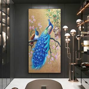 Картина на холсте с изображением павлина, в нордическом стиле