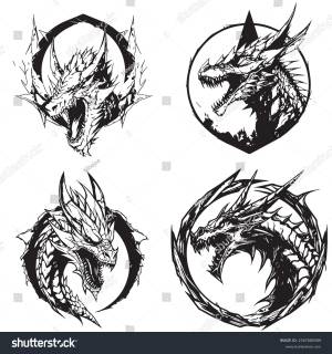Dragon Silhouette Triangleshaped Circular Mortal Kombat