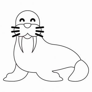 Ручной рисунок моржа в стиле каракулей