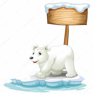 Белый белый медведь под деревянной вывеской Векторное изображение ©interactimages 40578503