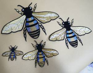 Аппликация с вышивкой в виде пчелы для шитья, 4 шт