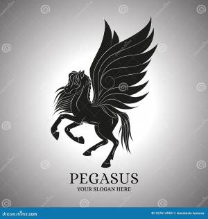 Вектор Пегаса, логотип, шаблон Иллюстрация вектора