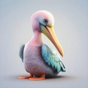 Розовый пеликан изолирован на белом фоне 3d рендеринг иллюстрации