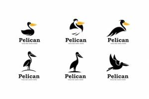 Векторный шаблон логотипа пеликана
