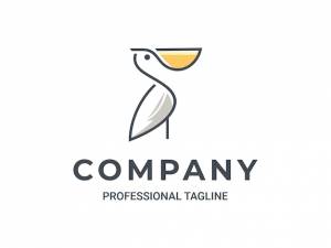 Пеликан простой премиум шаблон логотипа