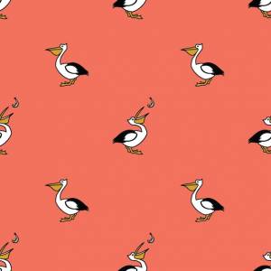 Коллекция птиц пеликан бесшовные шаблон розовый фон