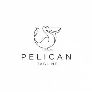 Шаблон логотипа линии пеликана