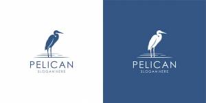 Пеликан дизайн логотипа, монолайн, контур, линия