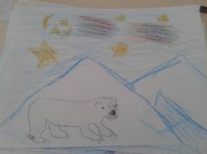 Конспект занятия по рисованию «Белый медведь и северное сияние»