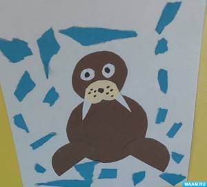 Конспект проведения занятия по аппликации «Морж во льдах»