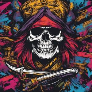 Пиратский череп дизайн футболки арт