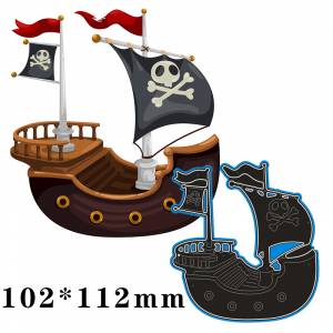 Новые металлические Вырубные штампы, пиратский корабль для открыток, «сделай сам», модель для бумаги, альбома, шаблон, штампы 102*112 мм
