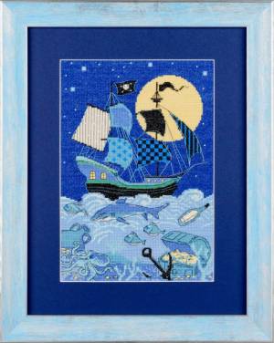 Вышитая картина Пиратский корабль