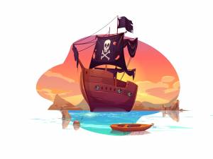 Мультяшный пиратский корабль