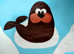 Мастер-класс по плоскостной аппликации «Морж на льдине» с детьми старшей группы