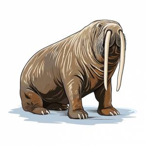 Нарисованная рукой иллюстрация моржа сплошного цвета