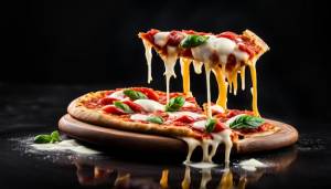 Пицца с ломтиком сыра моцарелла, баннер, шаблон пиццы