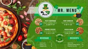 Шаблон пиццы меню пиццы дня зеленого св