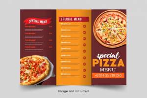 Шаблон брошюры меню ресторана пиццы trifold premium векторы