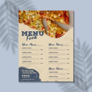 Шаблон меню ресторана пиццы