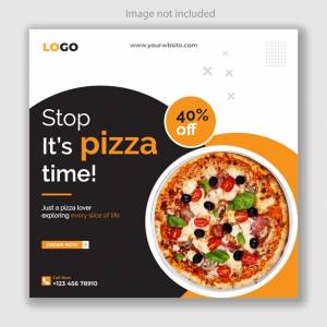 Вектор вкусная пицца и меню еды шаблон баннера в социальных сетях