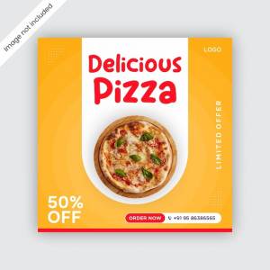 Еда для пиццы и шаблон оформления поста в instagram