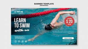 Шаблон баннера для плавания с профессиональным пловцом