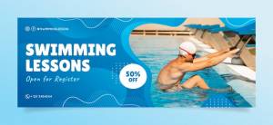Шаблон градиентной обложки в социальных сетях для уроков плавания
