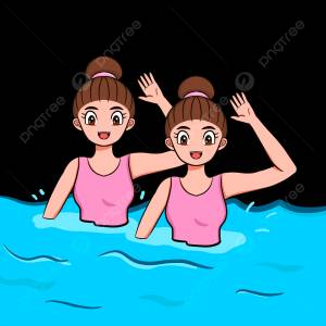 фигурный пловец красочный мультфильм PNG , синхронное плавание, спортсмен, Мультяшный стиль PNG картинки и пнг PSD рисунок для й загрузки