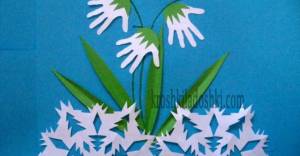 Аппликация подснежники из ладошек