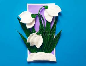 Аппликация подснежники из ватных дисков и бумаги пошагово