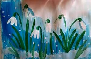 Как нарисовать подснежники гуашью