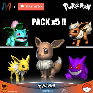 Файл 3D PX5V1060 -POKEMON EVEE, FLAREON, IVYSAUR, JOLTEON и GENGAR・Шаблон для загрузки и 3D-печати・Cults