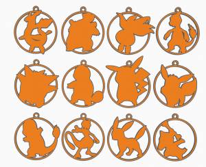 Файл STL 12 новогодних орнаментов покемонов