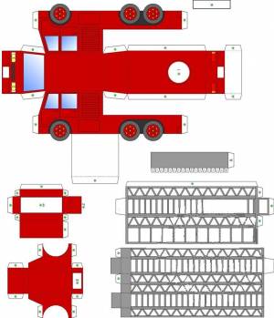 Игрушка пожарная машина из бумаги