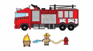 иллюстрация цвета детской пожарной машины с пожарным клипартом
