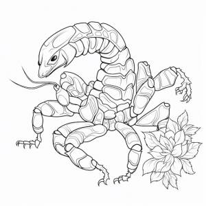 Рисунок скорпиона с цветком на нем генеративный ай