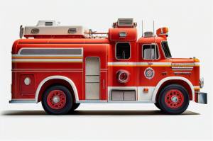 Крупный план пожарной машины с лестницей, генерирующей искусственный интеллект