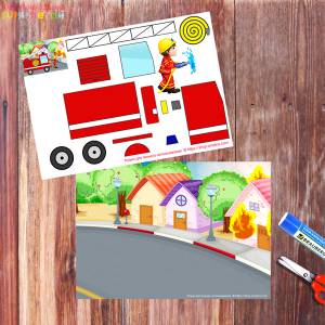 Аппликация пожарная машина, шаблоны для распечатки