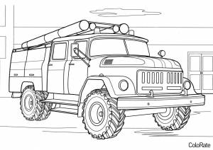 Раскраска Отечественная пожарная машина