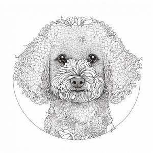 Рисунок пуделя с цветочным узором на нем