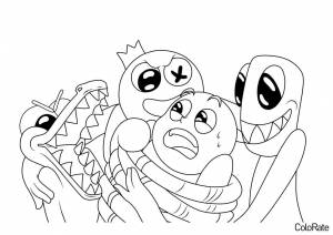 Раскраска Радужные друзья обнимают ребенка