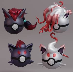 Файл STL Покемон Зоруа и Зороарк Все формы покебола ・Модель 3D-принтера для скачивания・Cults